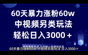 60天暴力涨粉60W,中视频另类玩法,日入3000+,几分钟一条原创作品-常盈社-官方网站