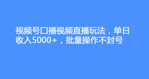 视频号口播视频直播玩法单日收入5000+-常盈社-官方网站
