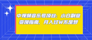 中视频音乐号项目:小白副业变现指南,月入过W不是梦-常盈社-官方网站