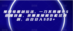 视频号原创玩法,一刀不剪提升5倍播放量,亲测直接搬也能过原创-常盈社-官方网站