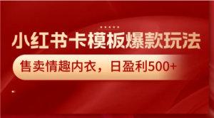 小红书卡模板爆款玩法,售卖情趣内衣,日盈利500+-常盈社-官方网站