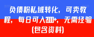 负债粉私域转化，可卖教程，每日可入2000+，无需经验-常盈社-官方网站