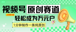【精细化】2024视频号最新原创赛道,1分钟一条原创作品,日入4位数轻轻松松-常盈社-官方网站