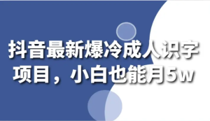 抖音爆冷最新赛道成人识字项目,月5W-常盈社-官方网站