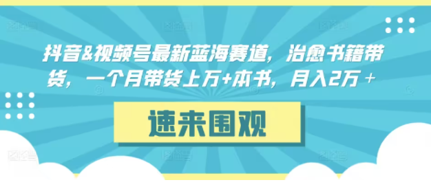 抖音&视频号最新蓝海赛道，治愈书籍带货，一个月带货上万+本书，月入2万+