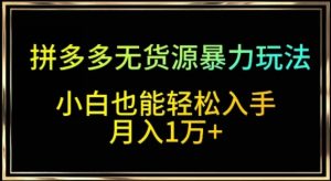 拼多多无货源暴利玩法，全程干活，小白也能轻松入手，月入1万+-常盈社-官方网站