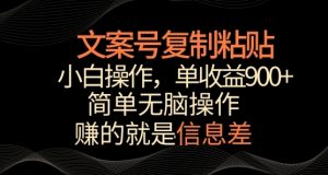 文案号掘金，简单复制粘贴，小白操作，单作品收益900+-常盈社-官方网站
