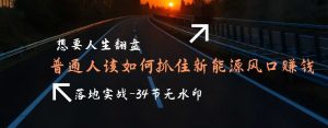 想要人生翻盘,普通人如何抓住新能源风口赚钱,落地实战案例课-常盈社-官方网站