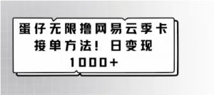 蛋仔无限撸网易云季卡接单方法!日变现1000+-常盈社-官方网站