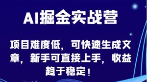 AI掘金实战营，可快速生成文章，新手可直接上手，收益趋于稳定-常盈社-官方网站