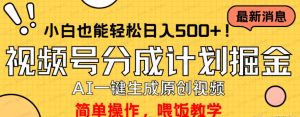视频号掘金，利用AI一键生成，简单无脑，月入1W,保姆级教程-常盈社-官方网站