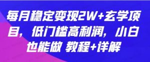 每月稳定变现2W+玄学项目，低门槛高利润，小白也能做，教程+详解-常盈社-官方网站