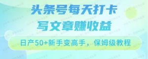头条号每天打卡写文章赚收益，日产50+新手变高手，保姆级教程-常盈社-官方网站