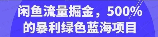 闲鱼流量掘金，500%的暴利绿色蓝海项目，日入过千，月入过万，小白轻松上手
