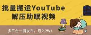 批量搬运YouTube解压助眠视频,一键多平台发布,月入2W+-常盈社-官方网站