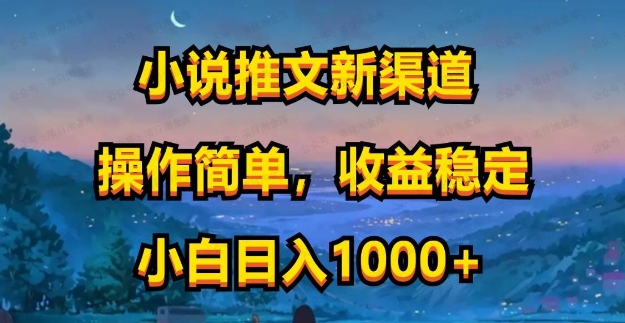 小说推文新玩法，操作简单，收益稳定，日入1000+