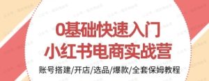 0基础快速入门小红书电商实战营：账号搭建开店选品爆款全套保姆教程-常盈社-官方网站