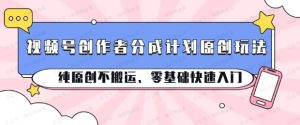 视频号创作者分成计划原创玩法，纯原创不搬运，零基础快速入门-常盈社-官方网站