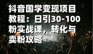 抖音国学变现项目:不出境日引30-100粉实战课程-常盈社-官方网站