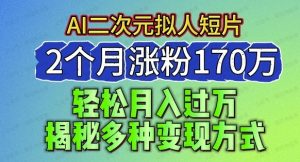 2024最新蓝海AI生成二次元拟人短片，2个月涨粉170万，轻松月入过万-常盈社-官方网站