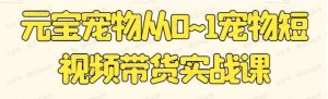 元宝宠物从0-1宠物短视频带货实战课-常盈社-官方网站
