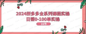 2024拼多多全系列课程【实操】-常盈社-官方网站