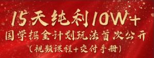 国学掘金计划2024玩法全网首次公开(视频教程+交付手册)-常盈社-官方网站