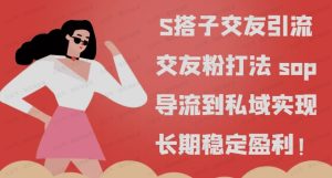 S搭子交友引流,交友粉打法sop,导流到私域实现长期稳定盈利!-常盈社-官方网站