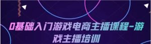0基础入门游戏电商主播课程-常盈社-官方网站
